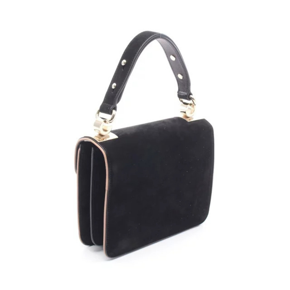 Gucci Black Leather Handbag Flap Pink Black Pink